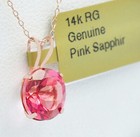 GENUINE 3.70 Cts PINK SAPPHIRE PENDANT 14K ROSE GOLD - Free Appraisal - NWT — photo 8