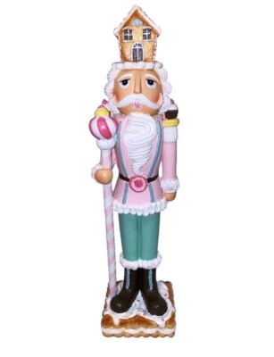 Christmas Pastel Pink Colonel 18'' NUTCRACKER Cookie Icing Gingerbread House NEW