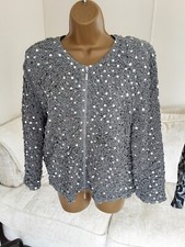 Joseph Ribkoff Jacket Evening Party Occasion Christmas Silver Sequin Size Uk 16