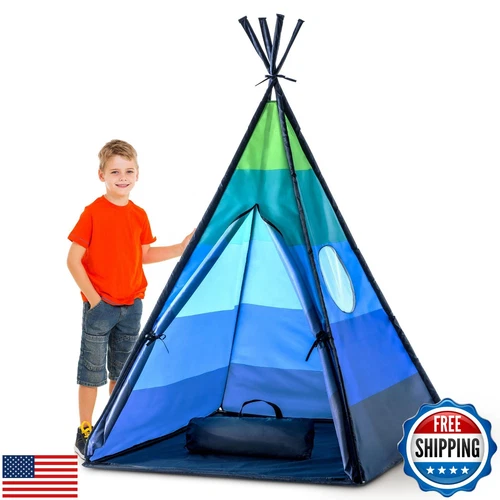USA Toyz Happy Hut Teepee Tent for Kids - Indoor Pop Up Teepee Kids Playhouse