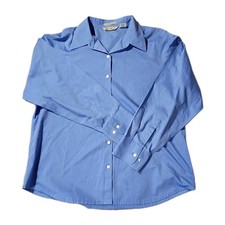 Eddie Bauer Men's Shirt L Large Blue Wrinkle Resistant 100 Cotton Button Up