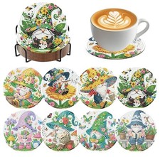 Diamond Art Coasters Kits, 8 Pieces Diamond Painting Coasters with Gnome