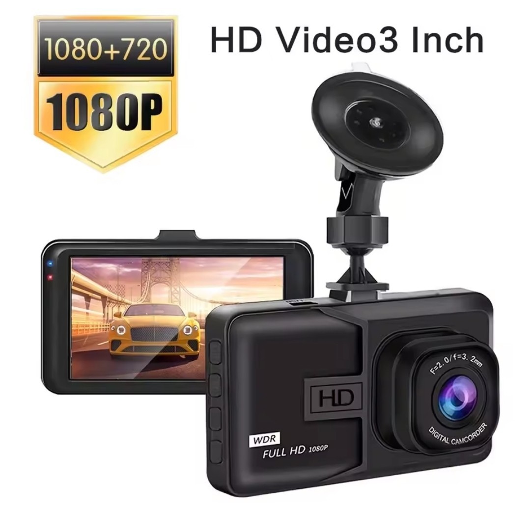 Dashcam voiture Full HD 1080P avec détecteur de mouvement noir compact