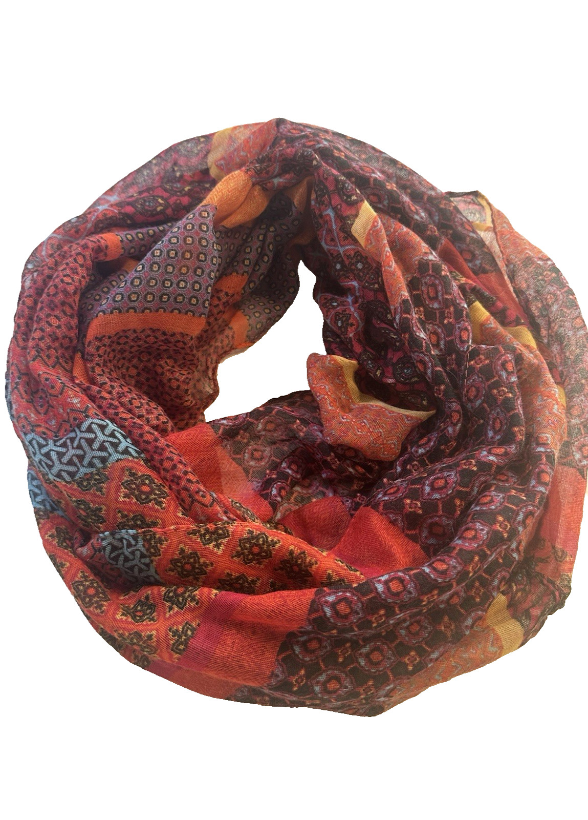 Infinity Scarf Wrap Multi Color Patchwork Soft Li… - image 1