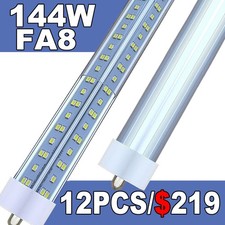 T8 8FT LED Tube Light 144W Single Pin FA8 8 Foot LED Shop Light Bulbs 6500K 12P