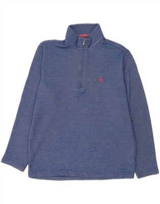 IZOD Herren Zip Neck Sweatshirt Pullover Small Blau Baumwolle AT01