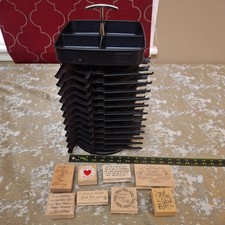 Stampin Up Color Caddy 48-Slots Stamp Ink Pad Holder Carousel Tray w/ 8x Stamps