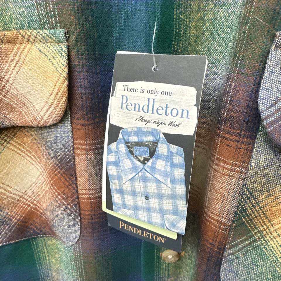 Camisa de Tablero PENDLETON Ombre Cuadros Cuello Abierto Nueva Talla Grande Foto 3 de 4