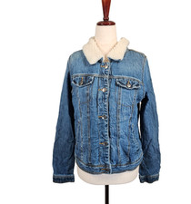 Cat  Jack Sherpa Lined Jean Jacket Girls Size XL 14/16 Wash Blue Trucker Denim