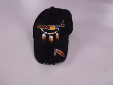 Native Pride Cap Unisex Adjustable Black Embroidered Feathers Baseball Hat