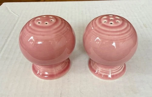 Vintage Fiesta FiestaWare Rose Pink Salt And Pepper Ball Shakers ~Retired Color