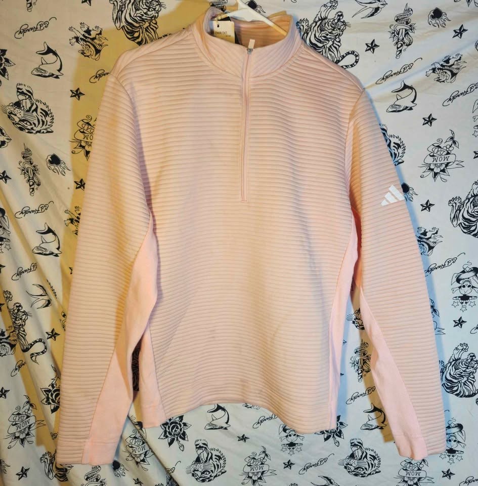 Adidas Men's Golf Ultimate365 DWR Textured Water Repellent Polo Sandy Pink XL
