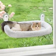Cat Window Perch, Cordless Cat Hammock Window Seat with Cozy Pad Bed Cover fo...