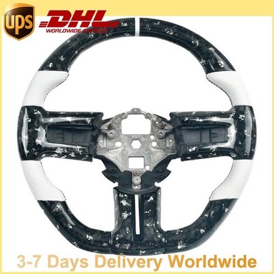 White Flake Forged Carbon Fiber Steering Wheel for Mustang GT 2010-2014
