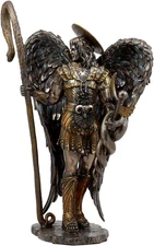 Ebros Large Saint Raphael the Archangel Holding Healing Staff Statue 13" H Catho