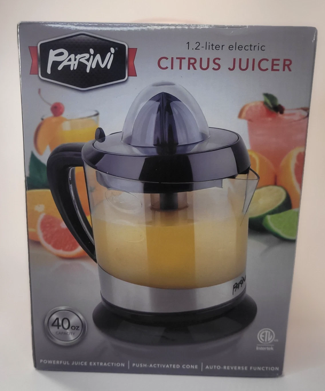 Parini Black & Silver 1.2 Liter Electric Citrus Juicer 40oz Capacity