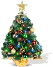 Tabletop Christmas Tree 22 Inch Mini Artificial Christmas Tree with 30 LED Strin