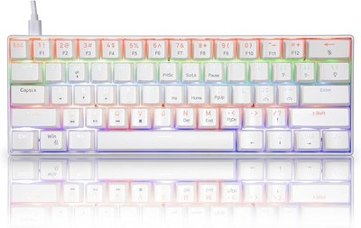 HUO JI 60% Mechanical Keyboard 61 Key Brown Switch RGB White