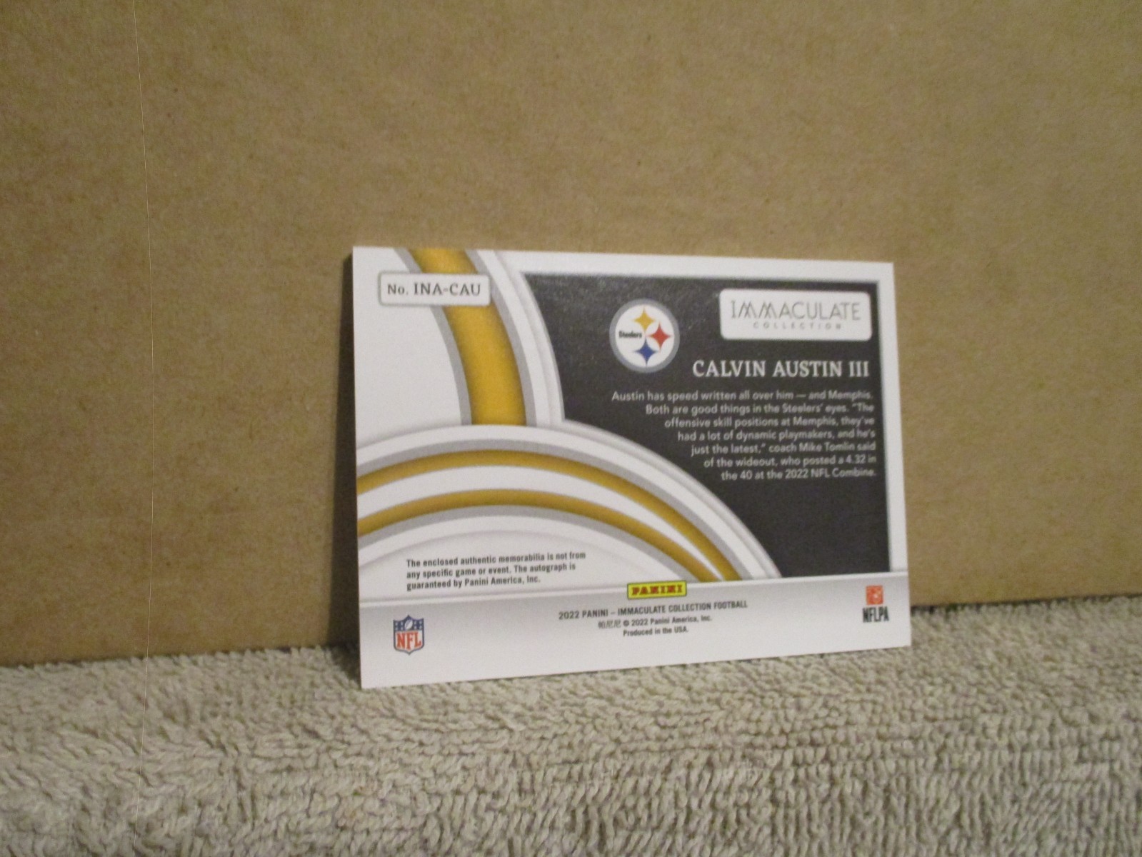 2022 IMMACULATE CALVIN AUSTIN III RC 4 COLOR STEELERS LOGO PATCH AUTO /18 INACAU view 11