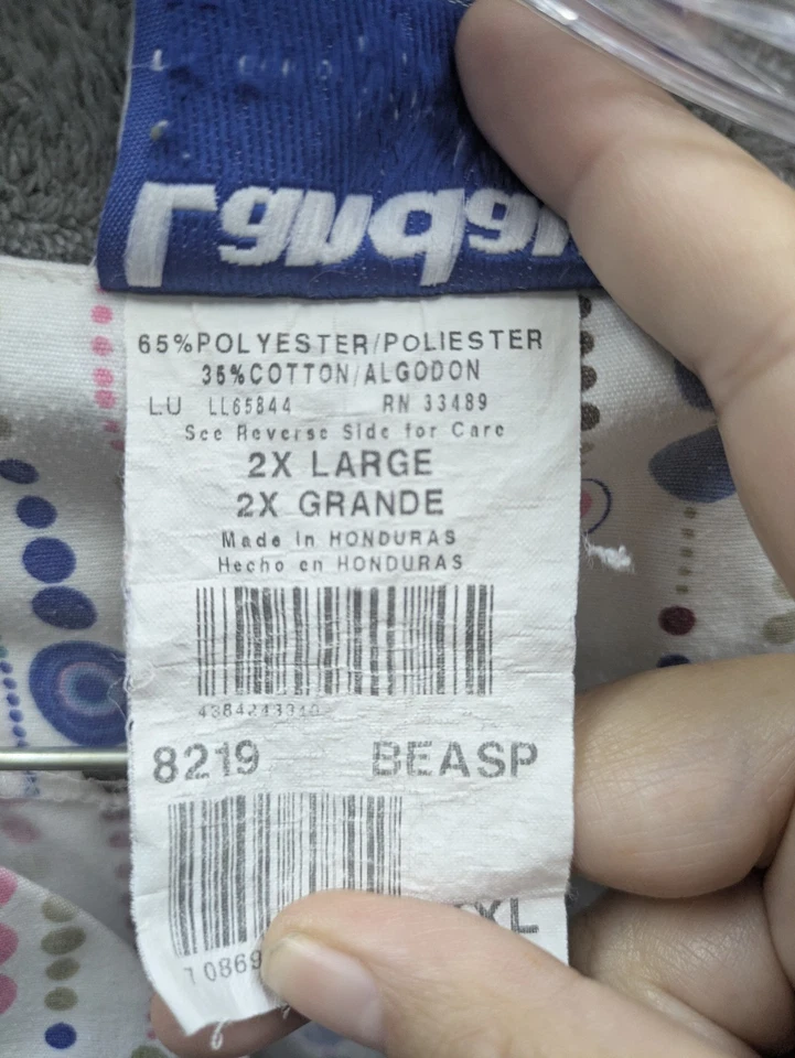 Landau Scrub Top Womens 2XL Multicolor Dotted Bubble Print Medical Pen Holders - Image 3 of 4