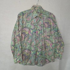 Alan Flusser Men's Paisley Print Long Sleeve Button Down Shirt Size L