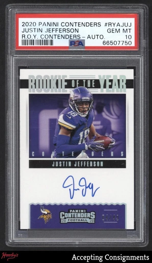 Justin Jefferson Panini Contenders Rookie of the Year Contenders #RYAJUJ Autograph