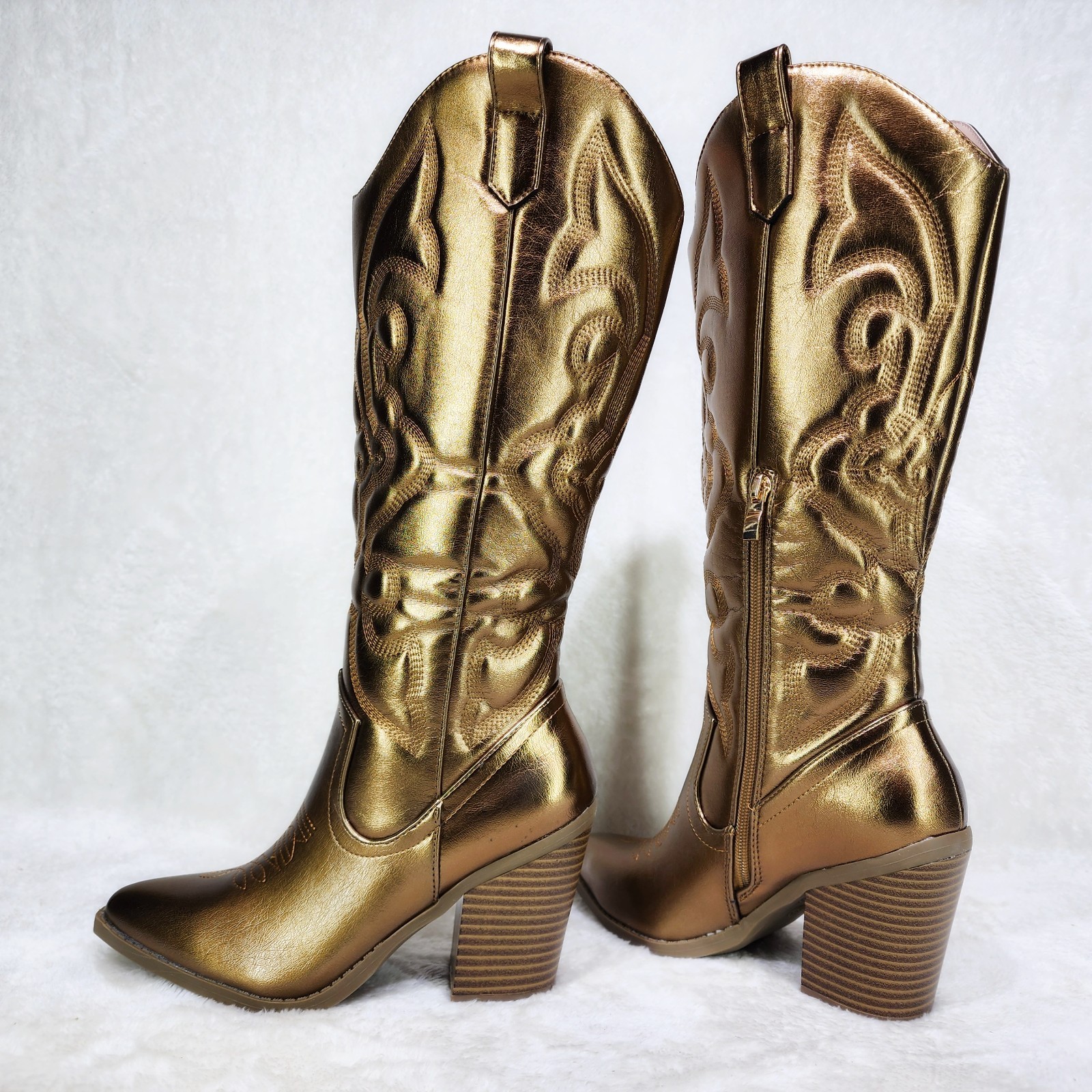 Electric Metallic Bronze Country Western Knee High Cowgirl Boots