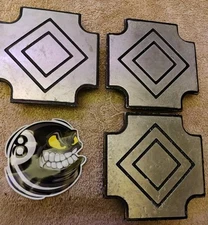 Set of 3 Vintage 85-89 RENAULT ALUMINUM SQUARED WHEEL CENTER CAP HUBS 3-7/8"