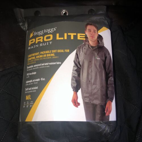 FROGG TOGGS Men's Pro Lite Rain Suit, Waterproof, Medium/Large, Carbon Black
