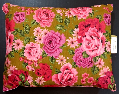 VTG Bed Pillow Floral By Spiegel Pink Green Retro MCM Hollywood Regency Bedding - Picture 2 of 12