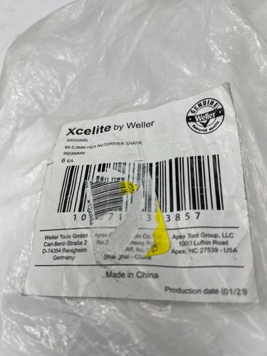 (Pack of 6) Weller Xcelite Hex Nutdriver Shank 9955MMN 5.5mm Series 99 Metric - Picture 4 of 5