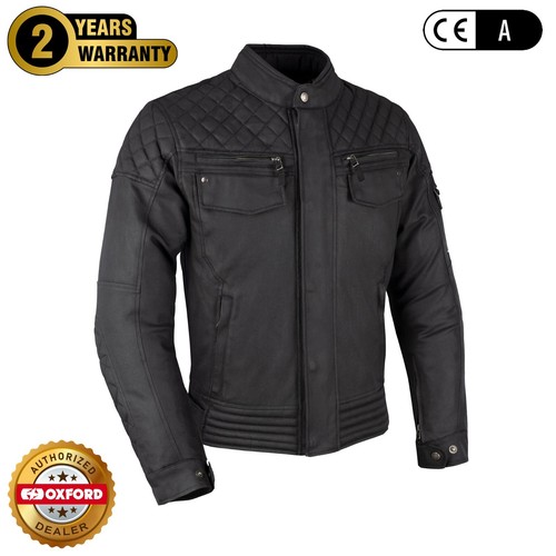 Oxford Hardwick Mens Wax Cotton Motorcycle Motorbike Jacket Black Armour CE - Picture 8 of 21