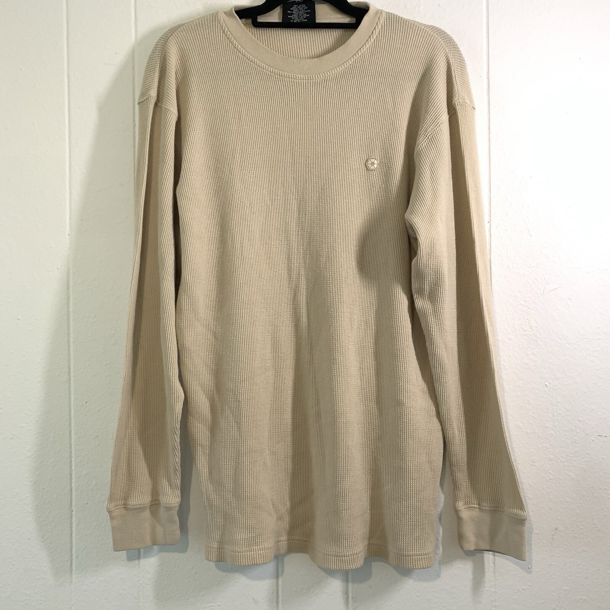 Vtg South Pole Mens Large Shirt USA Cream Long Sleeve Thermal Y2K 90s