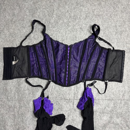 Corsé Bustier y Medias Fredericks of Hollywood Talla 34 Púrpura Gótico Sensual - Imagen 6 de 8