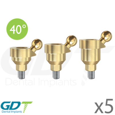 X5 Angulated 40° Ball Attachment Titanium Int Hex Dental Fixture