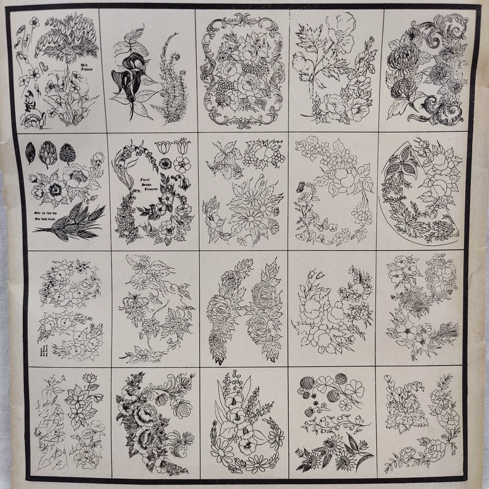 Rare 1940s Portfolio of Designs for Tole Painting 20 PROVINCIAL FLOWER PATTERNS - Image 2 of 4
