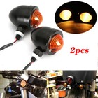 Black Bullet Retro Motorcycle Turn Signals Amber Light for Harley Street Glide