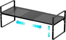 Expandable Cabinet Storage Shelf Adjustable Height Steel Metal Kitchen Counter O