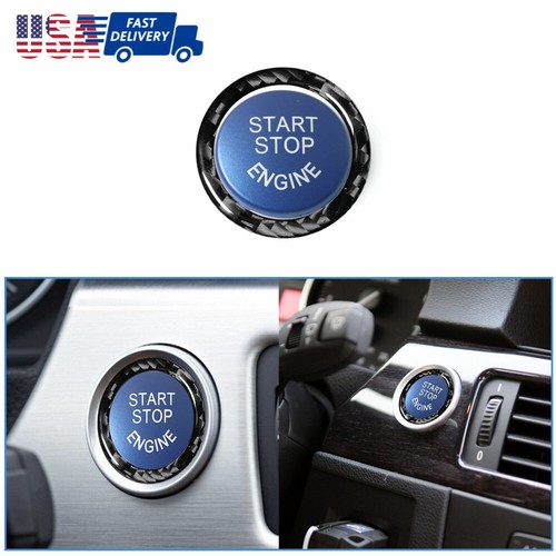 Car Engine Start Stop Push Button Carbon Fiber Trim Ring for bmw 320i 520i