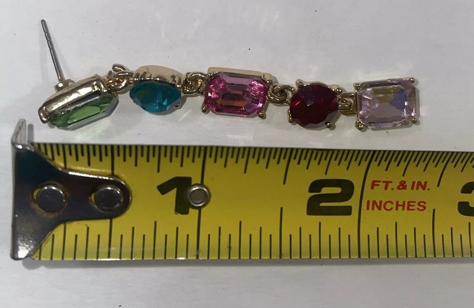 Christian Siriano MultiColor Rhinestone Dangle Drop Costume Earrings 2.5” eBay