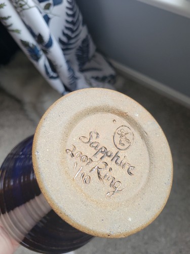 KC pottery vase Sapphire Ring made in Minnesota - Picture 3 of 4
