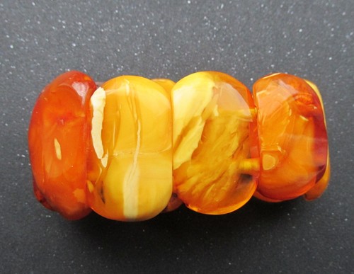 Antique Natural Butterscotch Egg Yolk Baltic Amber Bracelet 46.4g. - Picture 8 of 10
