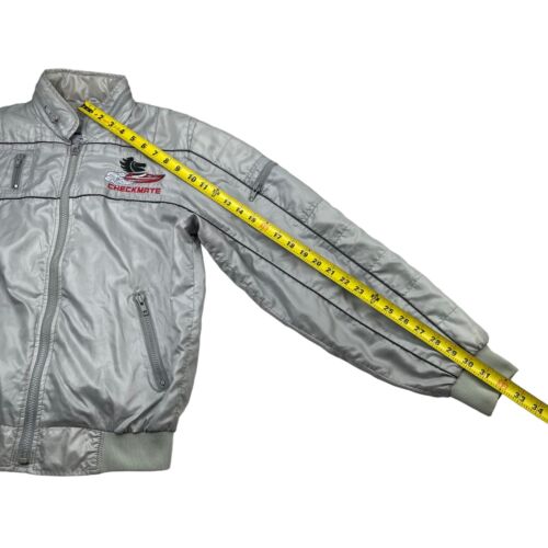 VTG Swingster Men's 100% Nylon Full Zip Checkmate Racing Jacket Silver • XS - Picture 10 of 13