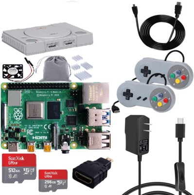 Retroflag PiStation CASE, Raspberry Pi 4B+ 512GB SD Card + Extras Retro Kit