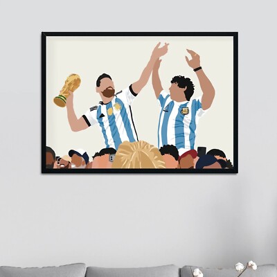 LEO MESSI/ DIEGO MARADONA - GOAT 10 - FIFA WORLD CUP - Digital Art Poster Print