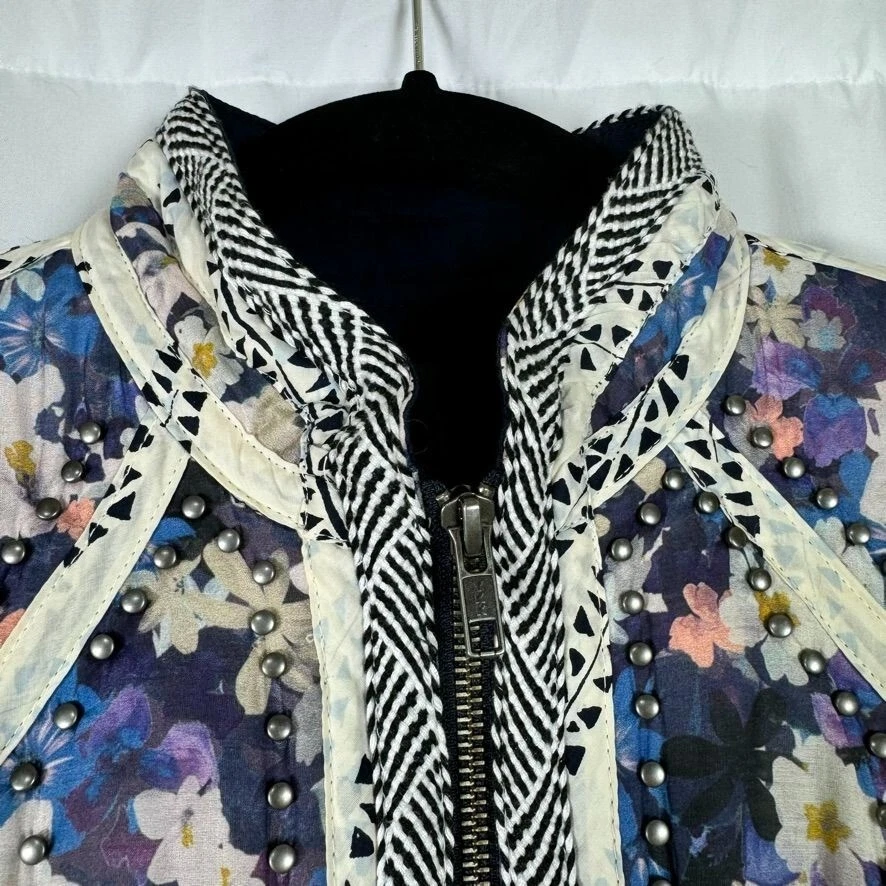 J. Chaqueta Floral Tachonada Mezcla Algodón Seda Colección Crew Borde en Contraste 2 Foto 4 de 4