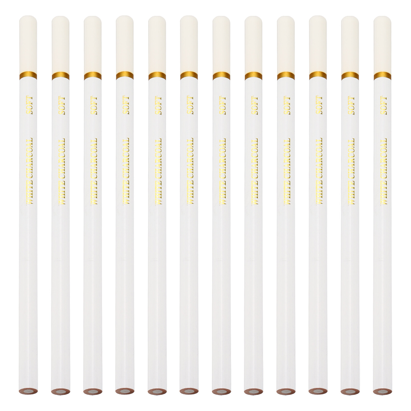 White Pencils,12PCS White Charcoal Pencils Drawing Pencils Sketching Pencil Soft-image