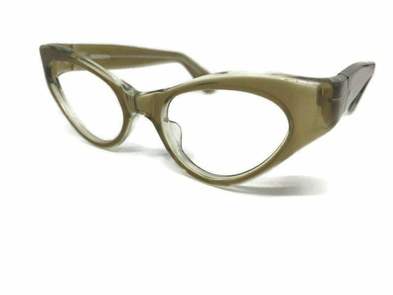 Clear Tan Brown Eyeglasses New Old Stock Translucent Tan Cateye Glasses Vintage 1950s 1960s Glasses Womens Glasses Eyeglasses