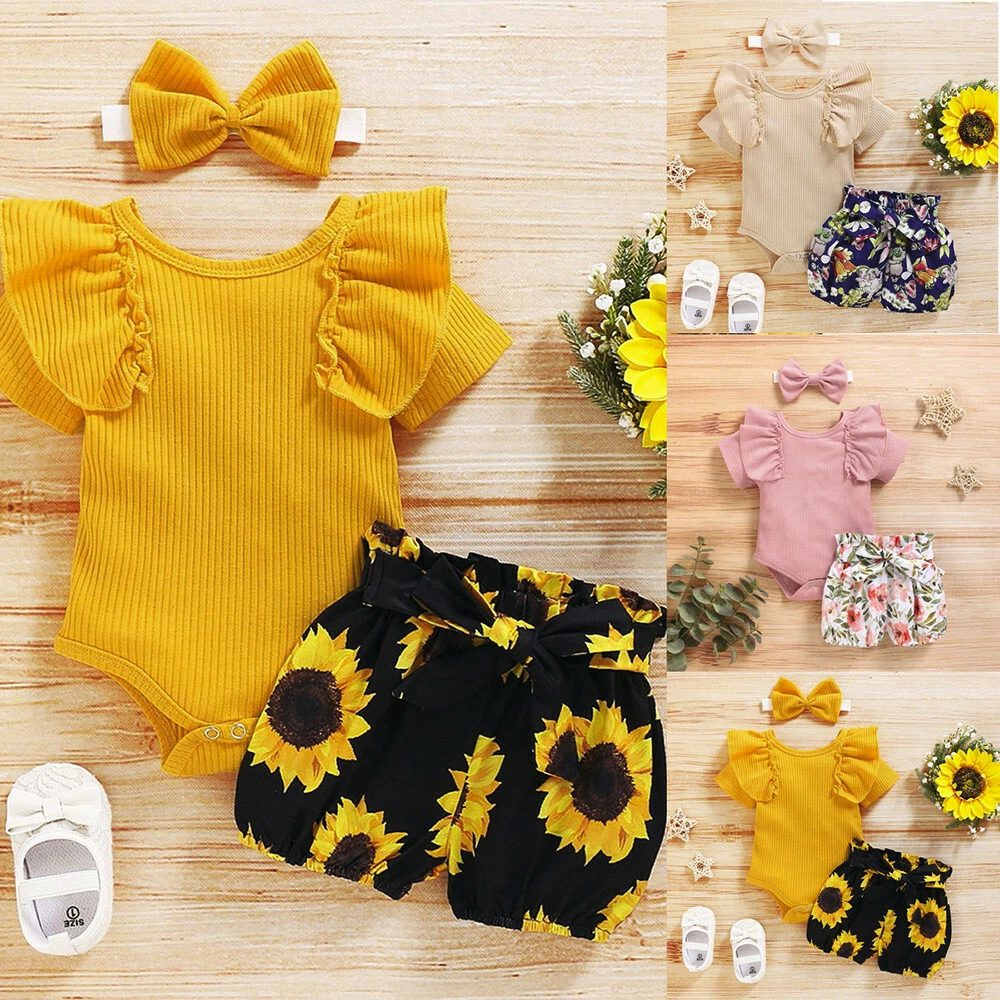 Newborn Baby Girl 3Pcs Clothes Floral T Shirt Tops Shorts Headband Outfits Sets
Opens in a new windo