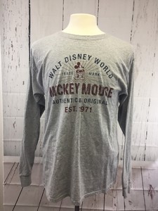 Walt-Disney-World-Mickey-Mouse-Graphics-Long-Sleeve-T-Shirt-Grey-Large-Tee